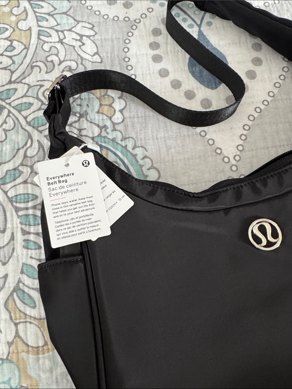 lululemon athletica Black Shoulder Hobo Bag with Silver Logo - Picture 5 of 5